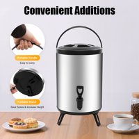 NEW 8L Stainless Steel Insulated Bucket with Tap, Hot Cold Beverage Dispenser Portable Drink Container for Daily Use