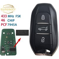 SUPERKEY 3 Buttons Smart Key Keyless For CITROEN C4 DS4 DS5 2010 2012 2014 2015 2016 For PEUGEOT 308 508 433mhz 96742552ZD