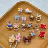 Cartoon Cute Bear Anime iPhone and Android Usb Data Cable Head Protection Cover Charging Cable Protection Cover DIY