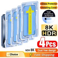 4PCS HD Dust Free Temered Glass For iPhone 17 Pro Max 17 Air 17 Pro 16 15 14 11 XR SE Screen Protector Easy Install Box Film