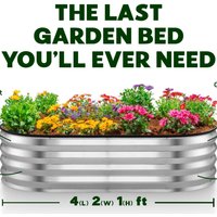 Oval Galvanized Steel Raised Garden Bed for Vegetables & Herbs - Durable Metal Planter Box