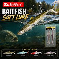 ZUKIBO 2pcs Bait fish Soft Swimbait Fishing Lure Floating Fork Tail Shad Bait for Bass Perch Pike Lake Fishing Natural Action