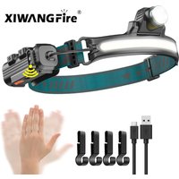 Powerful LED Sensor Headlamp Zoom COB Headlight Rechargeable Head Flashlight Built in Battery Outdoor Camping Fishing Lantern