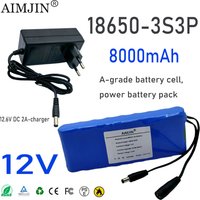 Built-in BMS Ultra Large Capacity 12V 8000mAh 18650 3S3P Li-ion Battery Pack Safe Rechargeable Battery with 12.6V DC 2A Charger