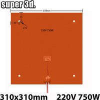3D Printer Parts Silicone Heating Pad 310x310mm 220v 750w Waterproof Rubber Heat Bed Platform For Ender-3 CR10 Heating Mat