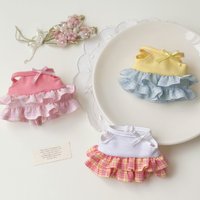 3 Colors Sweetheart Bubble Dress for 17cm Labubu 10cm Cotton Doll Kitty Summer Mini Plush Toy Outfit