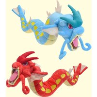 60cm Large Blue & Red Gyarados Magikarp Plush Stuffed Toy with Posable Skeleton Frame, Flexible Pose Anime Collectible Soft Doll