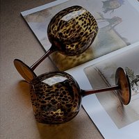 Vintage Leopard Wine Glasses Elegant Tall Stemware Durable Glass for Christmas Thanksgiving New Year Gifts Premium Drinkware