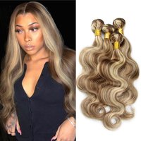 Piano Color P4/613 Highlight Bundles And Closure Remy Body Wave Ash Blonde Colored Human Hair Weave With Highlights Bundles
