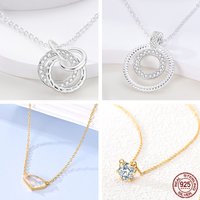 Original Luxury 925 Sterling Silver Sculptural Geometric Necklaces With Zirconia For Women Fashion Wedding Engagement Jewelry