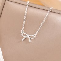 Simple High-quality Allergy-resistant Female Korean Fashion 925 Sterling SilverJewelry Bow Pendant Necklace XL019