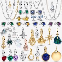 2026 New 925 Silver ME Mini Heart Honor Starry Sky Medal Lucky Ladybug Snowman Anchor Pendant DIY Exquisite Charm Jewelry Gift