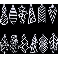 3pcs Long Tassels Earrings Charms for Jewelry Making Triangle Heart Star Geometric Stainless Steel Pendant Rhombus Crystal Line