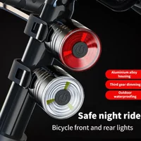 Bicycle Tail Light Aluminum Alloy Helmet Light Night Riding Warning Light Mountain Bike LED Headlight Tail Light Outdoor Sports