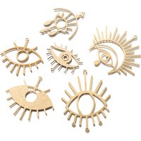 6-10pcs Raw Brass Hollow Demon Exaggerated Eye Charms Turkish Eye Pendant For DIY Earrings Necklace Jewelry Making Accessories