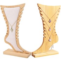Foot Shaped Anklet Display Stand Bamboo Wooden Necklace Holder Display Storage Showcase Stand for Ankle Jewellery Display