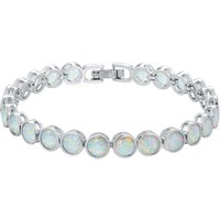 White Opal Bead Bracelet for Women,Minimalist Round Opal Light Silver Color Chain,Dainty Everyday Stackable Jewelry Gift for Her