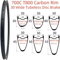 700C Carbon-Felge 28mm 30mm 36mm Breite 30 35 40 45 50 55 60mm Tiefe Tubeless Scheibenbremse Superleichte Rennrad-Carbonfelge