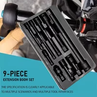 Extension Bar Set, 1/4", 3/8" and 1/2" Drive Socket Extension Cr-V Steel Black Phosphate Finish with EVA Storage Tray 9 Piece