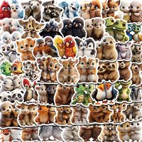 50PCS Cute Two Animals Print Sticker Cool Creative Art Coffee Suitcase Living Room Modern Waterproof Notebook Bedroom Sticker
