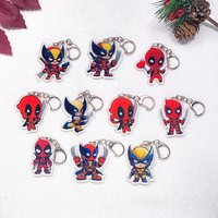 1/10Pcs Cartoon Deadpool & Wolverine Car Keychain Accessories Acrylic Cute Charms Pendant For Bag Key Holder Backpack Decoration
