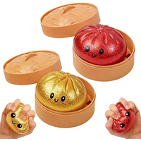 Hot Glitter Dumpling Squishy with Box Dumplings Sensory Squeeze Toy for Stress Relief Fans Gift Home Office Decorat