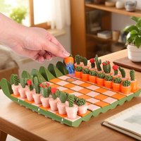 Cactus Chess Set 3D Cactichess Roll Up Portable Travel Chess Board Cactus Magnetic Chess Set Fun Chess Gift for Plant Lovers