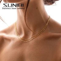 Multi Layered Necklace for Women PVD Plated Stainless Steel Twisted Chain Necklace Adjustable Chain DIY Necklace Wholesale
