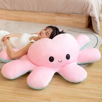 Giant Changeable Face Octopus Plush Toy Pillow Double Sided Eight Armed Sea Creature Soft Stuffed Doll Fabric Doll for All Ages