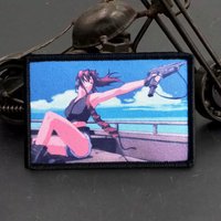Anime Girl Chevron Patch on Clothes Tactical Gun Girl Morale Badge Hook&Loop Emblem Military Army Backpack Armband Stickers