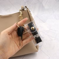 New 1Pc Chapstick Pouch Keychain Transparent PVC Fashion Lipstick Holder For Outdoor Lip Balm Lipsticks Keyrings Accessory.