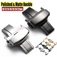Stainless Steel Butterfly Buckle Polished Matte Button Universal WatchBand Buckles 16mm18mm20mm22mmLeather Strap Clasp Accessory