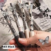 5mm Black Ink Press Type Gel Pen Butterfly Patch Ballpoint Pen Gift Writing Tools