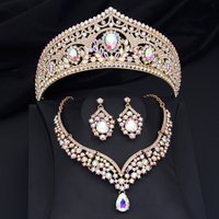 Princess Bride Crown Jewelry Sets for Women Tiaras and Necklace Earrings Set Prom Bridal Wedding Birthday Jewelry Accessory