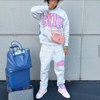 SynaWorld Fleece Lined Hooded Sweatshirt Pants Set Printed Unisex Casual Streetwear Drill Trendy Long Sleeve Long Pants