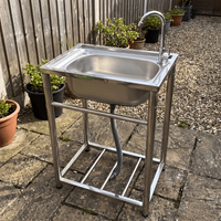 Évier extérieur en acier inoxydable SUS304 épaissi de 22,83 × 16,93 pouces, évier de cour pour laver les légumes avec support autoportant, station de lavage des mains pour jardin extérieur, évier de