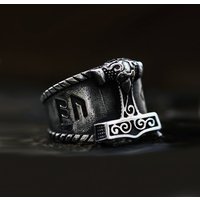New Arrival Hot Sell Vintage Hammer Design Thai Silver Men Finger Ring Original Jewelry For Man Birthday Gifts No Fade