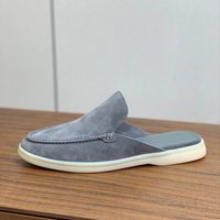 Designer Luxury Suede Leather Loafers for Women 2026 New Slip on Slippers Flat Work Walking High Quality Shoes Mueller Slippers