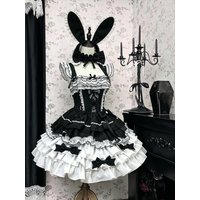 Summer Japanese Lolita Dress JKS Women Slim Lace-up Bow American Vintage Dress Sets Evening Party Clothing Kawaii Dress