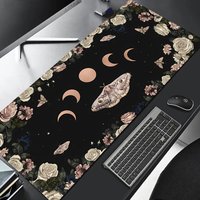 Grand tapis de souris Pprédéterminée Occult Wicca, Phases de lune, Polymères de bureau, Jugement noir, Poubelle blanc pâle, Papillons étoile sorcière, média