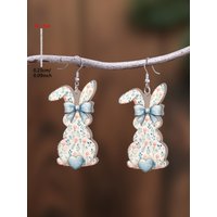 1 Pair of 2D Flat-1Pair Acrylic Pendant Drop Earrings with Rabbit Pattern, Cute and Simple Style, Suitable for Women to Wear at Parties and Vacations, and for Everyday Wear