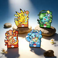 4pcs Cartoon Charmander Monster Enamel Pins Set Metal Lapel Brooches for Backpack Clothes Jewelry Accessory Gift for Friends