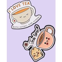 2pcs/set Tea Enamel Pin Drinking Brooches For Lapel Pins Badge on Backpack Clothing Accessories Fashion Jewelry Gifts for Friend