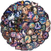 50PCS Laser Material Cartoon Animal Creative Label Graffiti Stickers DIY Luggage Speaker Skateboard Water Cup Waterproof Sticker