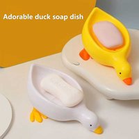 Cute Duck Shaped Soap Dish 45° Inclination Self-draining Soap Rack Multifunctional Soap Holder for Shower Bathroom Kitchen Sink