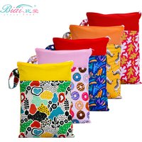 BIAI Beautiful Pattern Polyester Baby Waterproof Swimsuit Bag Double Pocket Baby Diaper Dry Mini Wet Bag Diaper Nappy Bag 25*35