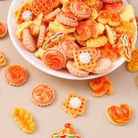 Leslie 15pcs Resin Cute Bread Waffle Pie Cake Charms Flat Back Cabochon for DIY Headband Hairpin Nail Art Handmade Craft