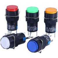 1PC 16MM Round Momentary & Self-Locking Push Light Button Power Switch Silver Contact 1NO1NC 5V 12V 24V 220V Reset 5Pins Power
