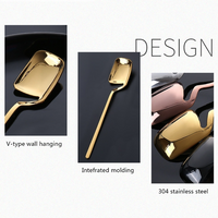 Creative Long Handle Wall Hanging Spoon Stainless Steel Dessert Mixing Ice Cream Tea Coffee Spoon Stirring Spoon Tableware Party