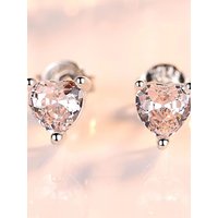 Luxury 925 Sterling Silver Red/Purple/White/Pink Heart-Shaped Earrings - Fashionable Women's Wedding Party Jewelry